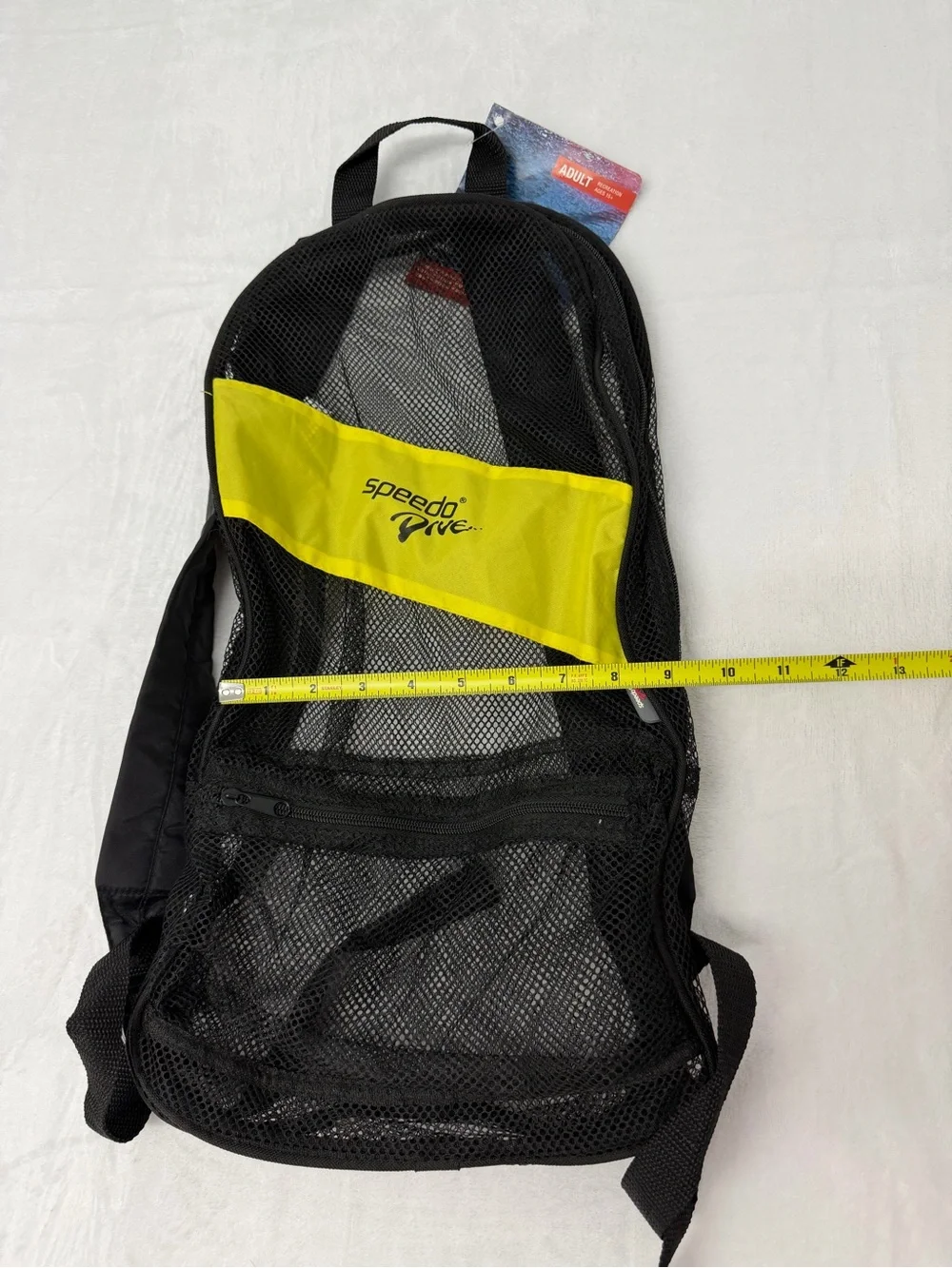 Speedo Hydroscope Snorkel Gear Mesh Backpack Bag Adult Swim Yellow Black NWT